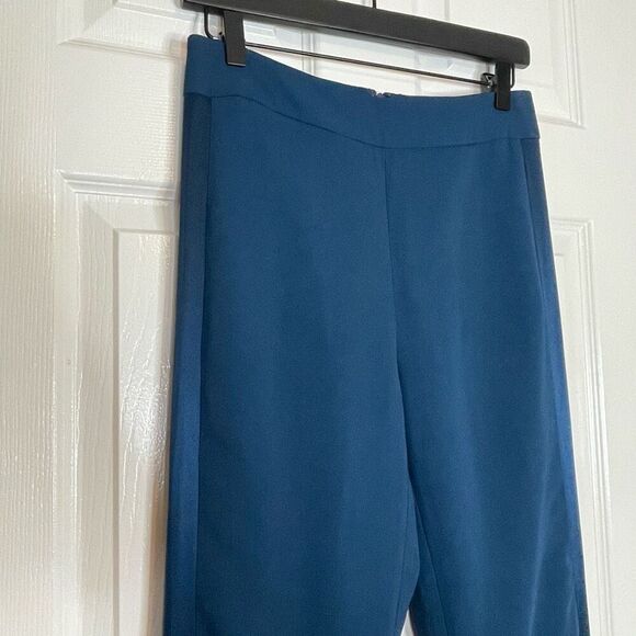 Cushnie Charmeuse-Panel Flared Pants Teal Size 4 - Picture 6 of 16
